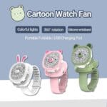 Mini Fan Cartoon Watch, Small USB Rechargeable Wrist Fan, Handheld Desktop Fan, Mini Hand Held Cooling Fan, Mini Cartoon Wristband Fan, Children Travel Air Cooler, Cute Design Fan For Kids - Image 6