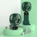 Foldable USB Neck Hanging Fan 5 Speed USB Fan Led Display Screen Rechargeable With Phone Stand - Image 10