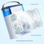 10 inch Portable Air Conditioner Fan Usb Electric Fan With Led Night Light, Fine Mist Water, And Humidifier Function Led Night Light Water Mist Mini Fan Cooler - Image 2