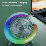 USB Charging Colorful Running Horse Lamp Standing Fan Portable Charging Small Fan Loop Silent Low Noise Atmosphere Light - Image 5