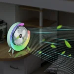 USB Charging Colorful Running Horse Lamp Standing Fan Portable Charging Small Fan Loop Silent Low Noise Atmosphere Light - Image 3