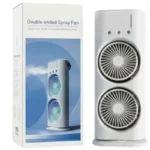 Mini Double Head Mist Fan with LED Light & Humidifier | Portable USB Air Cooler for Home Office Travel - Image 2