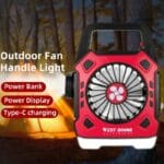 Multipurpose Rechargeable Desk & Camping Fan with LED Light, Flashlight & Power Bank - Image 7