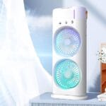 Mini Double Head Mist Fan with LED Light & Humidifier | Portable USB Air Cooler for Home Office Travel - Image 6
